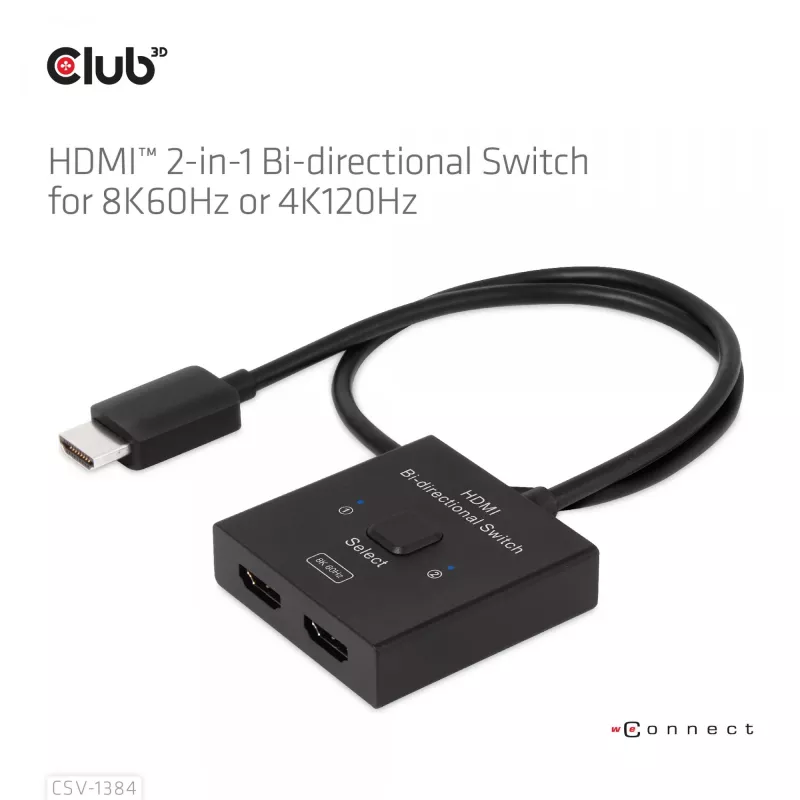 CLUB3D HDMI 2-in-1 dvipusis jungiklis 8K60Hz 4K120Hz CSV-1384