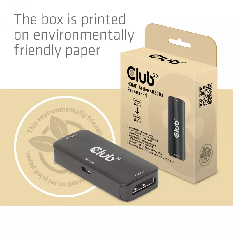 CLUB3D CAC-1307 HDMI aktyvus kartotuvas 4K60Hz F/F