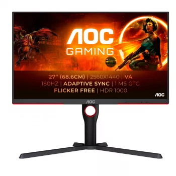 AOC G3 Q27G3XMN/BK monitorius 68.6 cm (27 col.) 2560 x 1440 pikselių 2K Ultra HD LED juodas, raudonas
