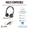 HP Poly Blackwire 3320 Stereo USB-C ausinės su USB-C/A adapteriu, sertifikuotos Microsoft Teams