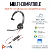 HP Poly Blackwire 3315 Monofoninis ausinių rinkinys su USB-C, 3,5 mm kištuku ir USB-C/A adapteriu