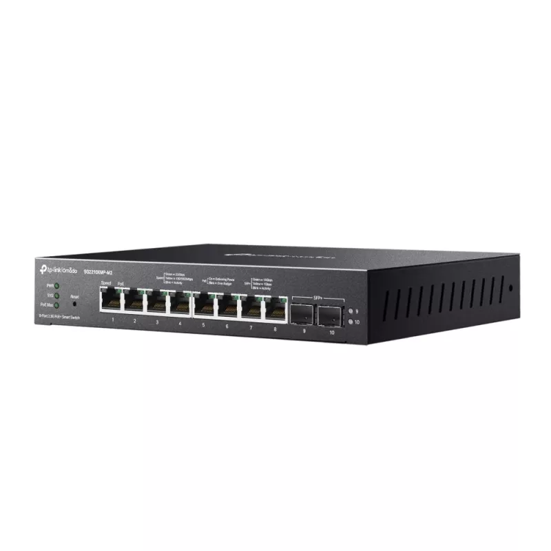 TP-Link Omada SG2210XMP-M2 valdomas 8 prievadų 2,5GBASE-T ir 2 prievadų 10GE SFP+ jungiklis su 8 PoE+ prievadais