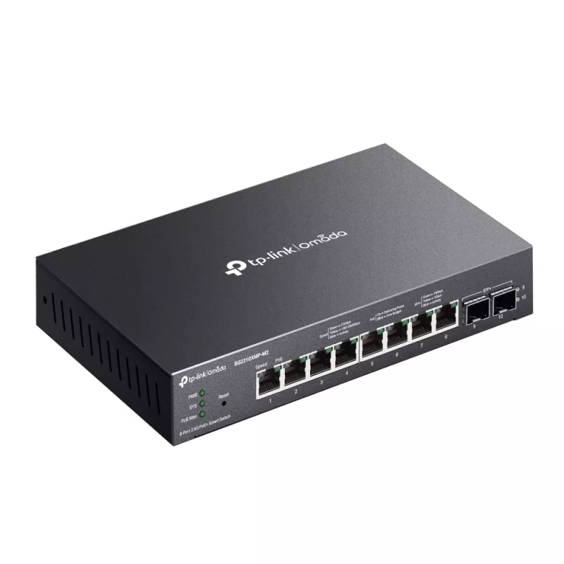 TP-Link Omada SG2210XMP-M2 valdomas 8 prievadų 2,5GBASE-T ir 2 prievadų 10GE SFP+ jungiklis su 8 PoE+ prievadais