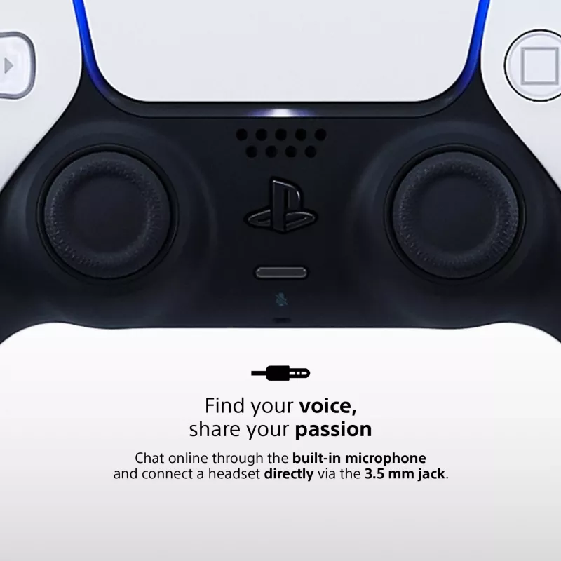 Žaidimų pultas Sony DualSense Wireless Controller V2 – PlayStation 5, Bluetooth/USB, USB-C, įmontuota baterija, balta