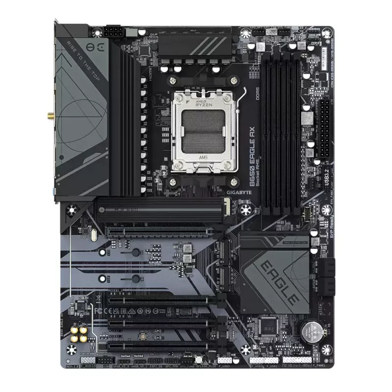 Motininė plokštė GIGABYTE B650 EAGLE AX ATX, AMD B650 mikroschemų rinkinys, lizdas AM5, DDR5, 4x DIMM, 256 GB, Wi‑Fi 6E, Bluetooth 5.3