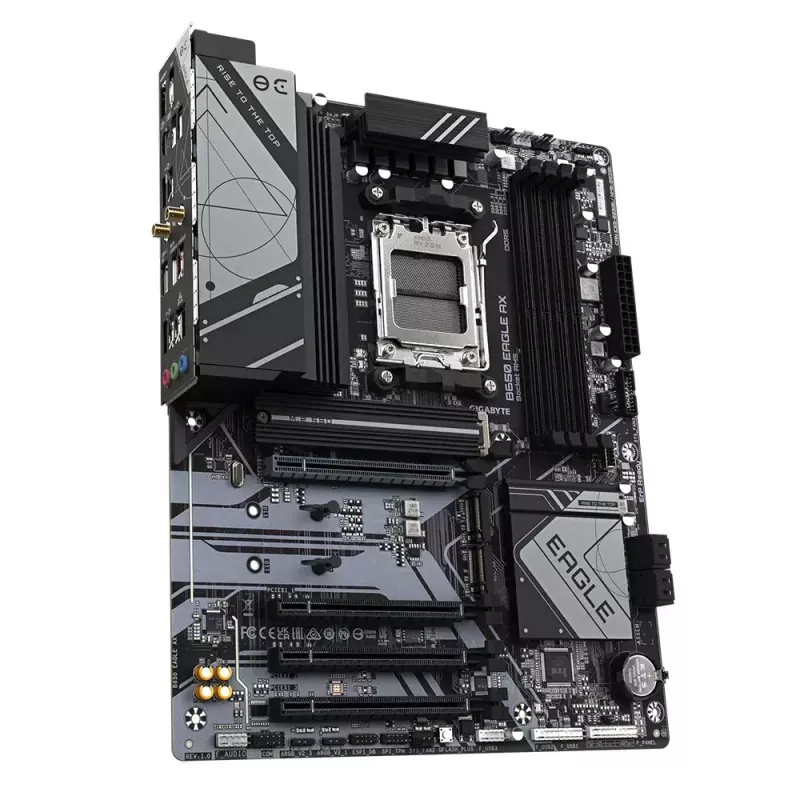 Motininė plokštė GIGABYTE B650 EAGLE AX ATX, AMD B650 mikroschemų rinkinys, lizdas AM5, DDR5, 4x DIMM, 256 GB, Wi‑Fi 6E, Bluetooth 5.3