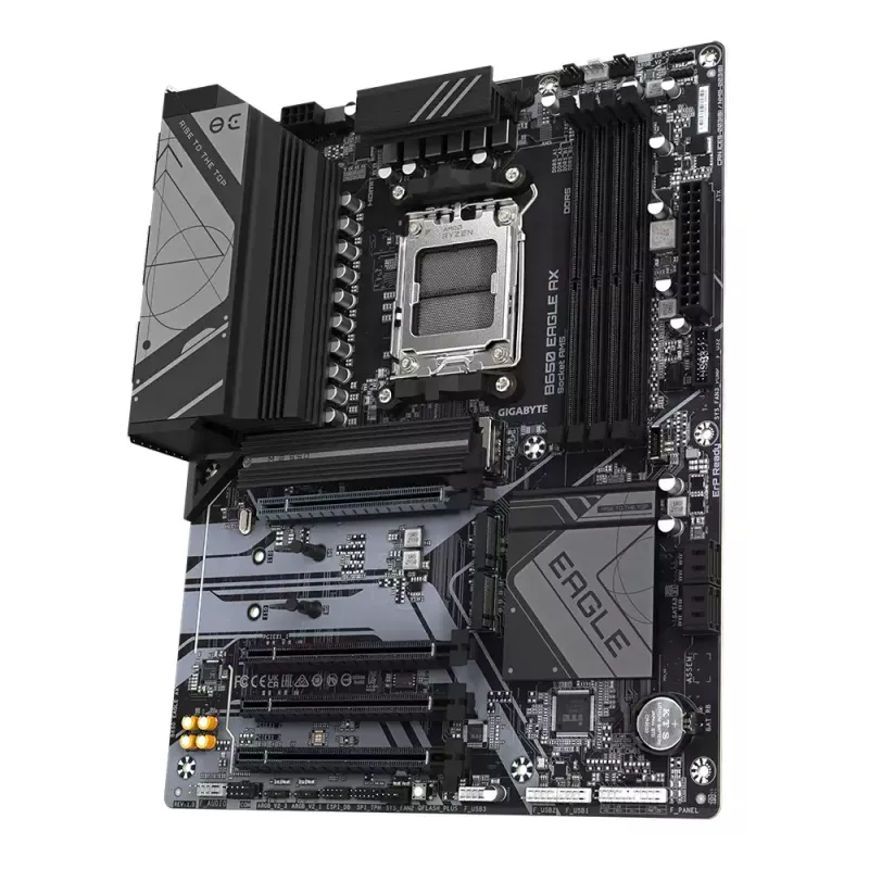 Motininė plokštė GIGABYTE B650 EAGLE AX ATX, AMD B650 mikroschemų rinkinys, lizdas AM5, DDR5, 4x DIMM, 256 GB, Wi‑Fi 6E, Bluetooth 5.3