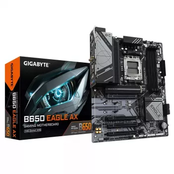 Motininė plokštė GIGABYTE B650 EAGLE AX ATX, AMD B650 mikroschemų rinkinys, lizdas AM5, DDR5, 4x DIMM, 256 GB, Wi‑Fi 6E, Bluetooth 5.3