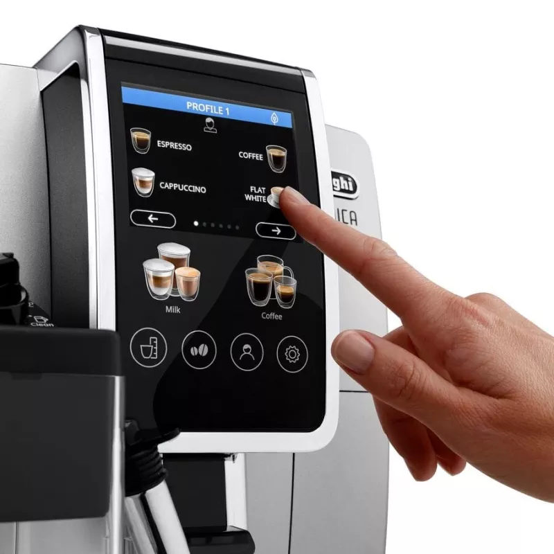 Kombinuota espreso kavos aparatas DeLonghi Dinamica Plus ECAM380.85.SB — 1,8 L vandens talpa, 300 g pupelių talpa, 15 bar
