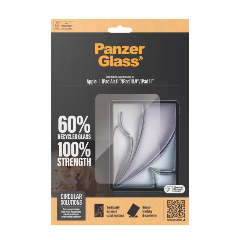 PanzerGlass® apsauginė plėvelė iPad Air 11'' (2024-2026) | iPad 11'' (2025-2026) | iPad 10,9'' (2022) | Ultra-Wide Fit