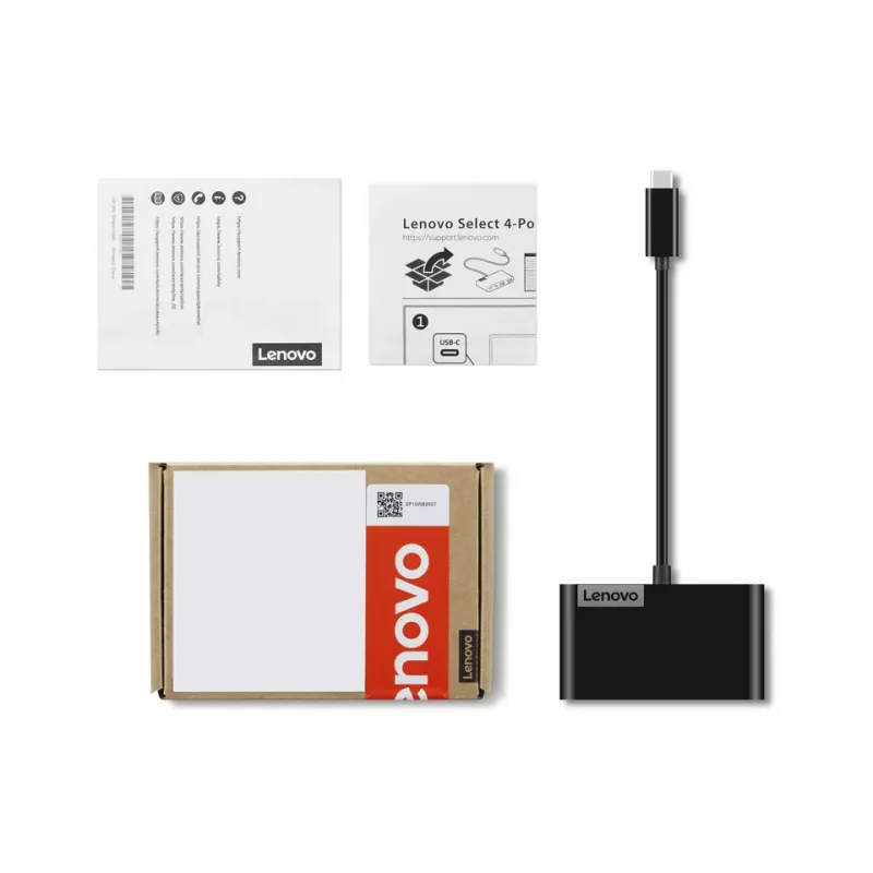 Lenovo GX91L84354 USB 3.2 Gen 1 tipo C 4 prievadų USB šakotuvas, 625 Mbit/s, juodas