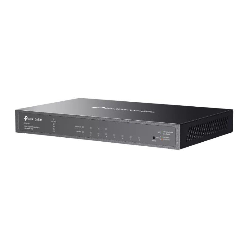 TP-Link Omada 8 prievadų Gigabit valdomas jungiklis su 4 PoE+ prievadais, L2/L2+, montavimas į stelažą