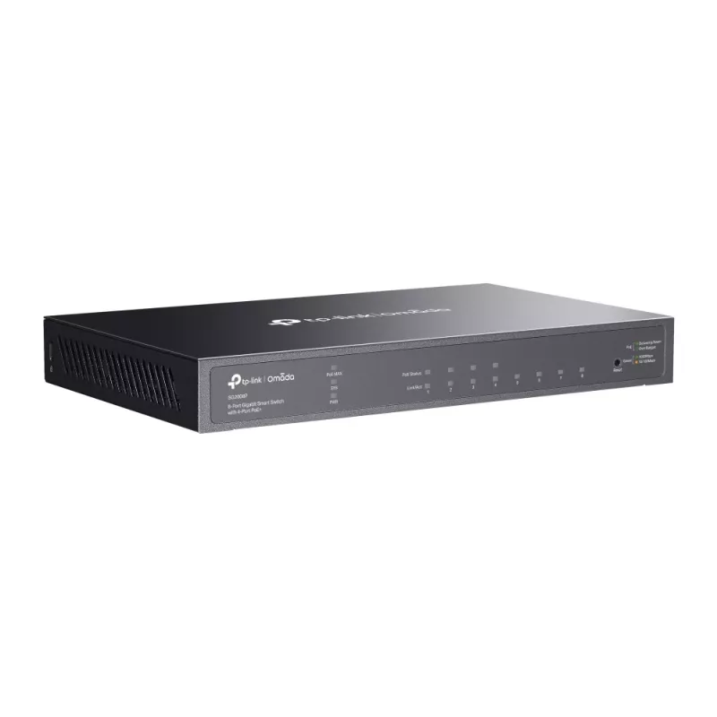 TP-Link Omada 8 prievadų Gigabit valdomas jungiklis su 4 PoE+ prievadais, L2/L2+, montavimas į stelažą