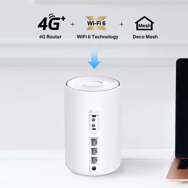 TP-Link Deco X10-4G 4G+ AX1500 viso namo „Mesh“ WiFi 6 šliuzas, baltas
