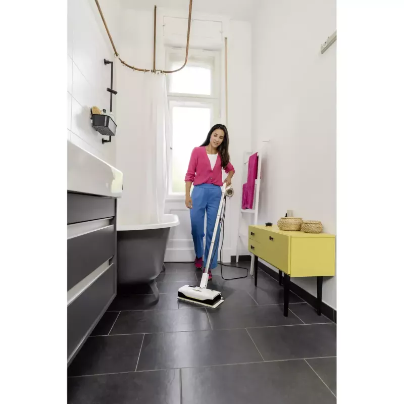 Garų šluotra Karcher SC 1 UPRIGHT, 0,2 L bakas, 1300 W, 30 m²/h, 2,1 kg, balta/juoda