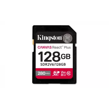 Kingston Technology 128GB Canvas React Plus SDXC UHS-II 280R/100W U3 V60, skirta Full HD/4K