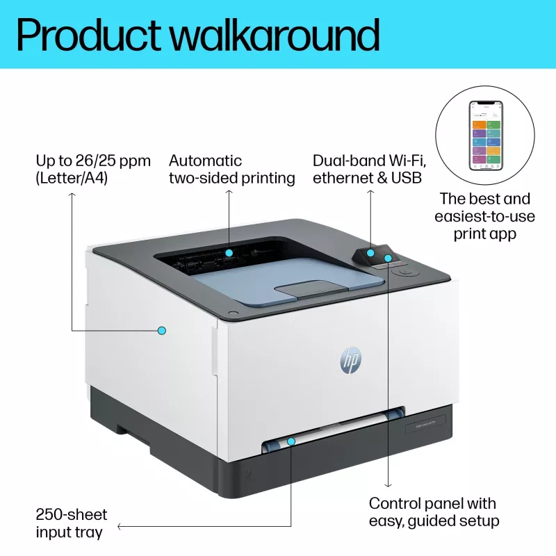 HP Color LaserJet Pro 3202dw spalvotas lazerinis spausdintuvas, A4, 25 ppm, dvipusis spausdinimas