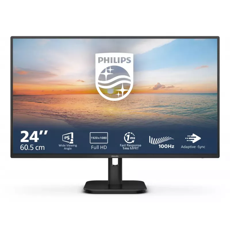 Monitorius Philips 1000 serijos 24E1N1100A/00 23.8 colio LCD Full HD IPS, 1920×1080, 100 Hz, 4 ms, sRGB, HDMI, VGA, garsiakalbiai