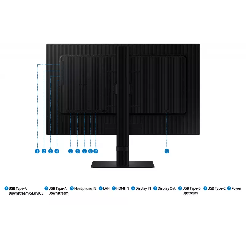 24 colių Quad HD LCD monitorius Samsung S60UD LS24D600UAUXEN — 2560×1440, IPS, 5 ms, USB-C PD 90W, USB 3.2 šakotuvas, VESA