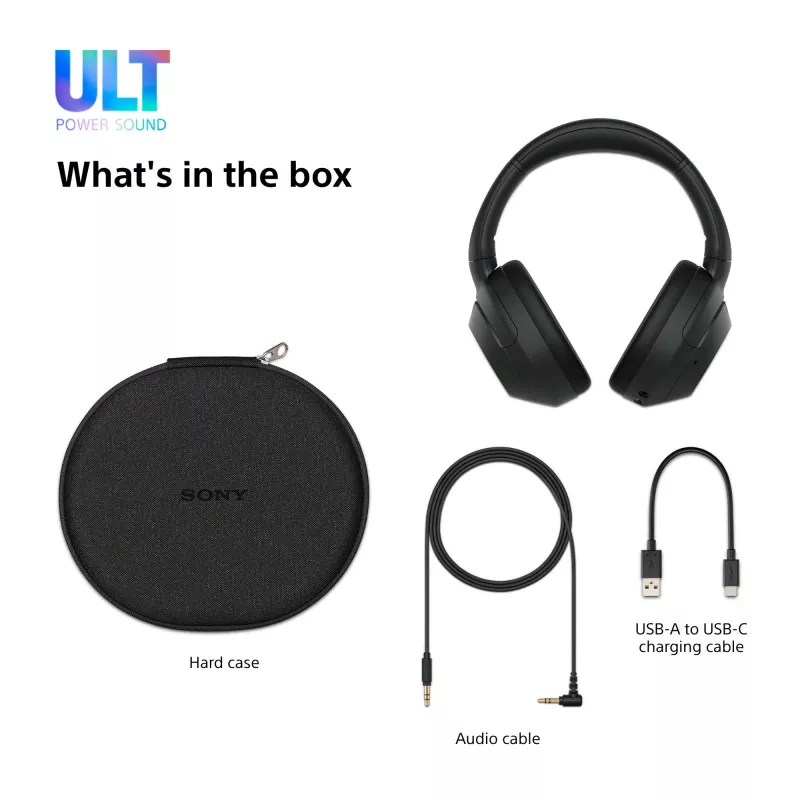 Ausinės Sony ULT WEAR monaural USB/Bluetooth 5.2, ANC, 30–50 h baterija, 3,5 mm, USB-C įkrovimas, 255 g