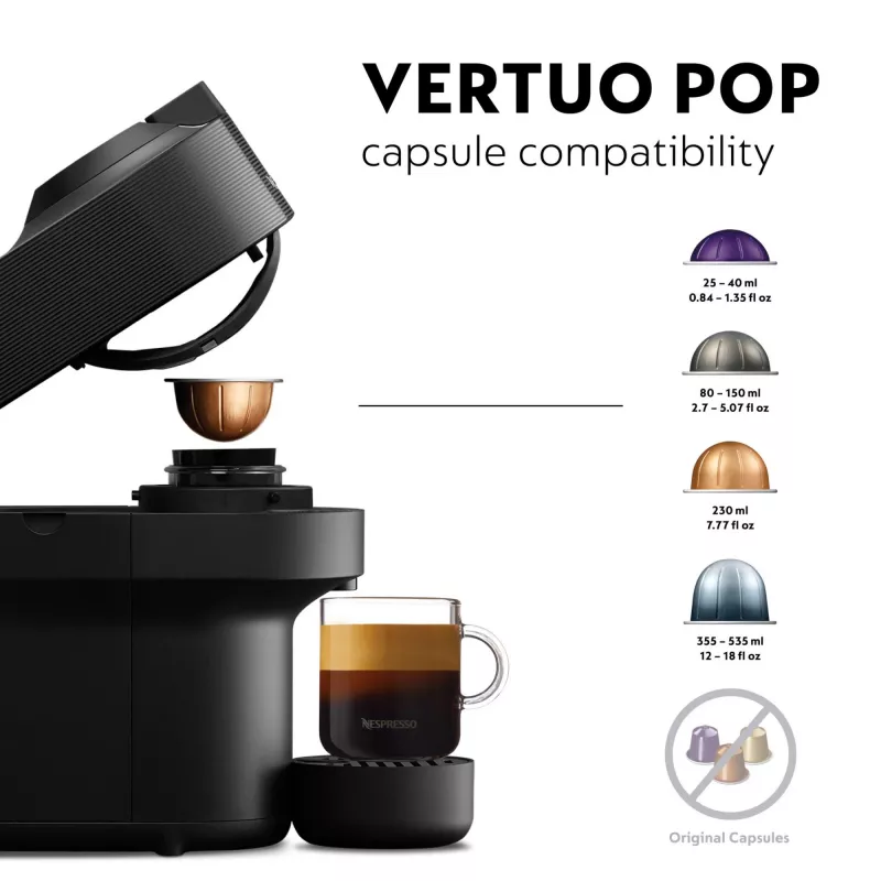 Kavos aparatas De’Longhi NESPRESSO® Vertuo Pop ENV90.B - Liquorice Black, kapsulinis, 0.56 L, 1260 W, juodas
