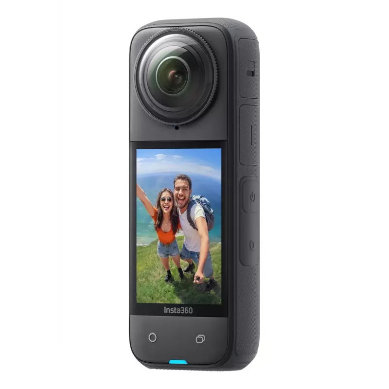 Veiksmo kamera Insta360 X4 — 72 MP, 8K (7680×3840) CMOS, 1/2 colio sensorius, įmontuotas ekranas, Wi‑Fi, 120 kadrų/s, MicroSD, 602 g, juoda