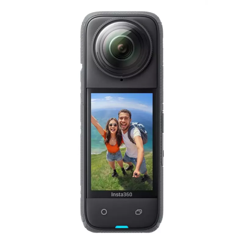 Veiksmo kamera Insta360 X4 — 72 MP, 8K (7680×3840) CMOS, 1/2 colio sensorius, įmontuotas ekranas, Wi‑Fi, 120 kadrų/s, MicroSD, 602 g, juoda