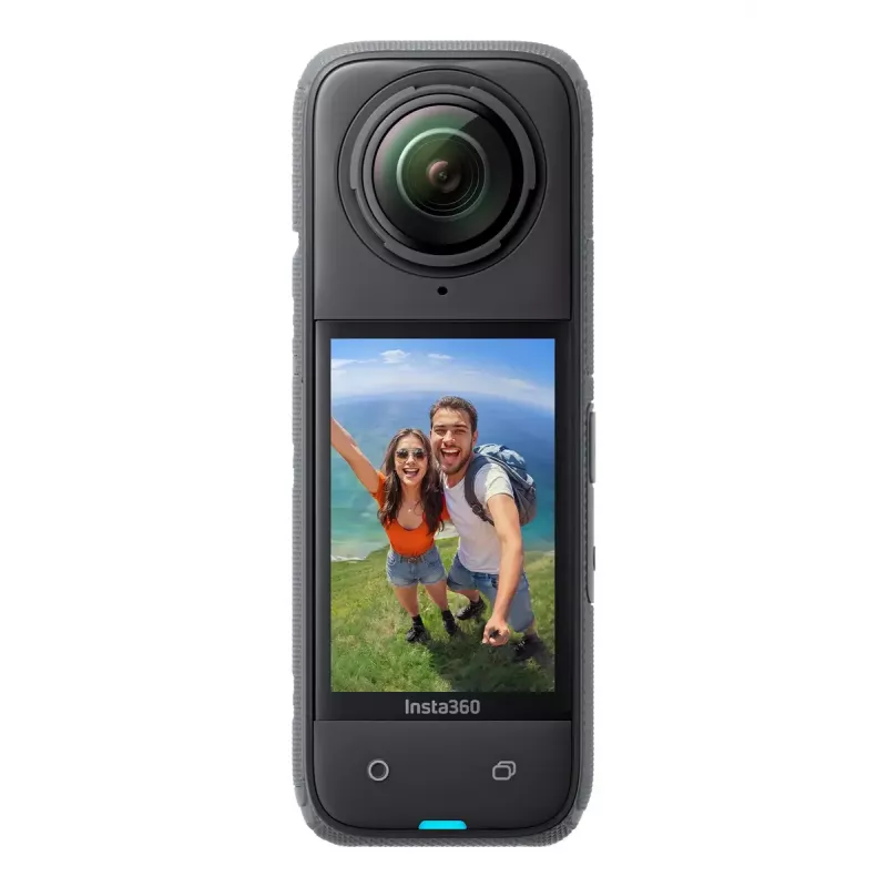 Veiksmo kamera Insta360 X4 — 72 MP, 8K (7680×3840) CMOS, 1/2 colio sensorius, įmontuotas ekranas, Wi‑Fi, 120 kadrų/s, MicroSD, 602 g, juoda