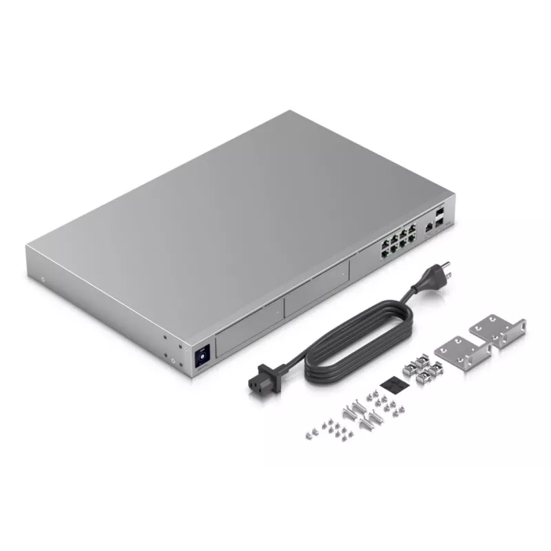 Valdomas jungiklis UBIQUITI UniFi Dream Machine Pro Max, 9 prievadai 2,5G Ethernet, 1U stovas, 2×SFP+, 10G palaikymas, 60W galia