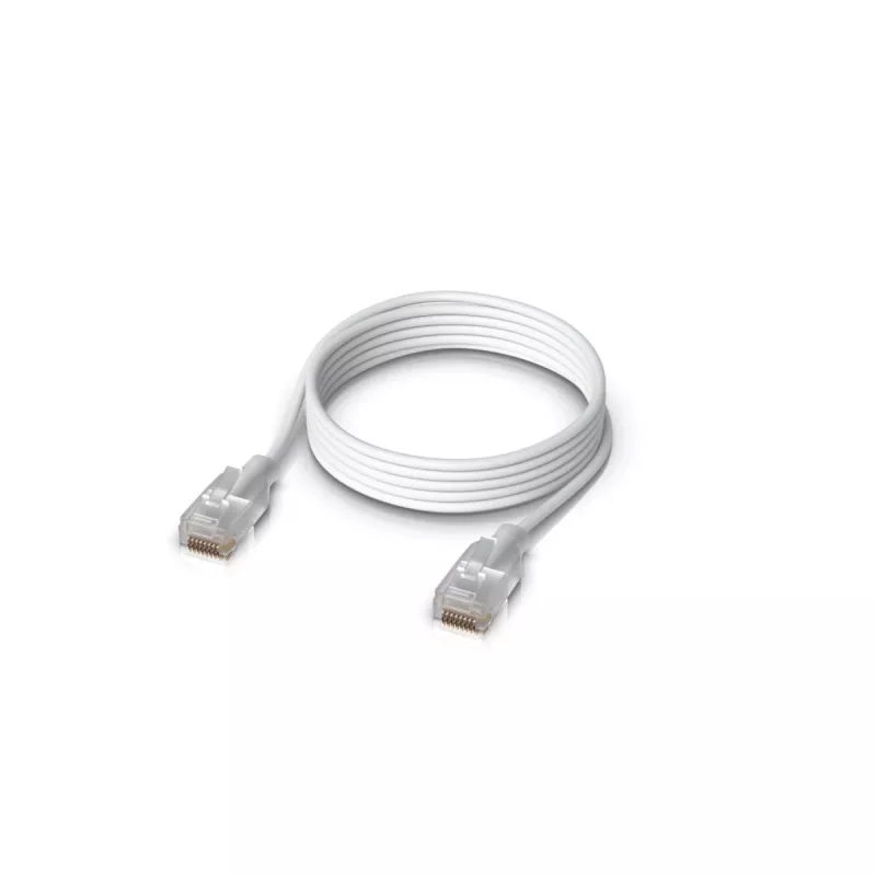 Tinklo jungiamasis kabelis UBIQUITI UACC-Cable-Patch-EL-1M-W — Cat6, 1 m, 2.5 GbE, PoE++ (4PPoE), permatomas, RJ-45 kištukas–kištukas