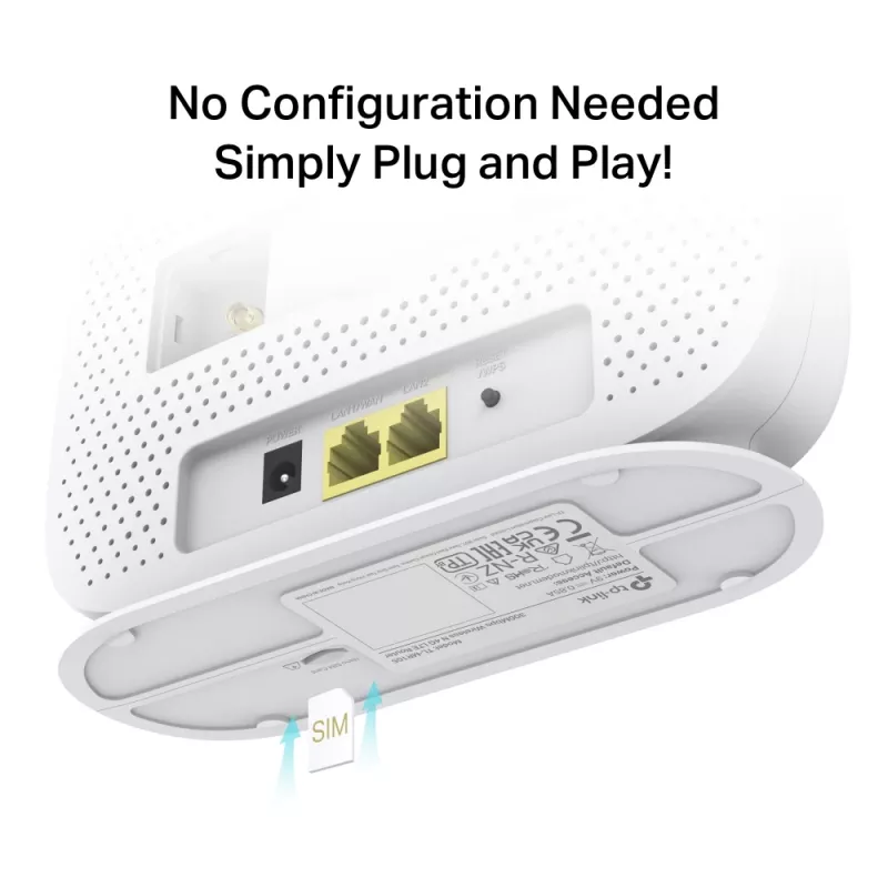 TP-Link TL-MR105 300 Mbps belaidis N 4G LTE maršrutizatorius, Wi-Fi 4 (802.11n), vieno dažnio juosta (2,4 GHz), Ethernet LAN, 4G, baltas