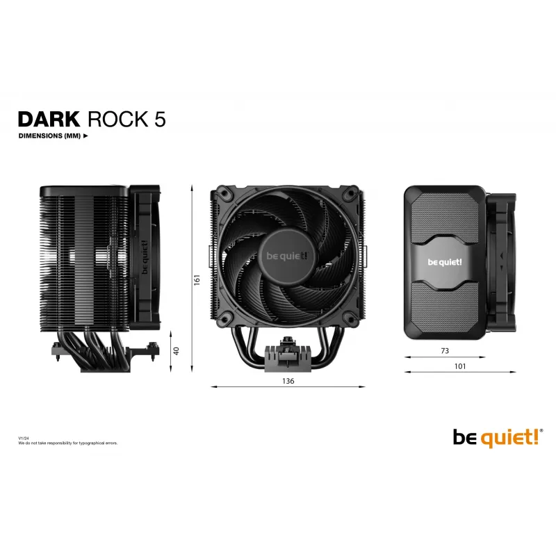 be quiet! DARK ROCK 5 procesoriaus oro aušintuvas 12 cm juodas 1 vnt.
