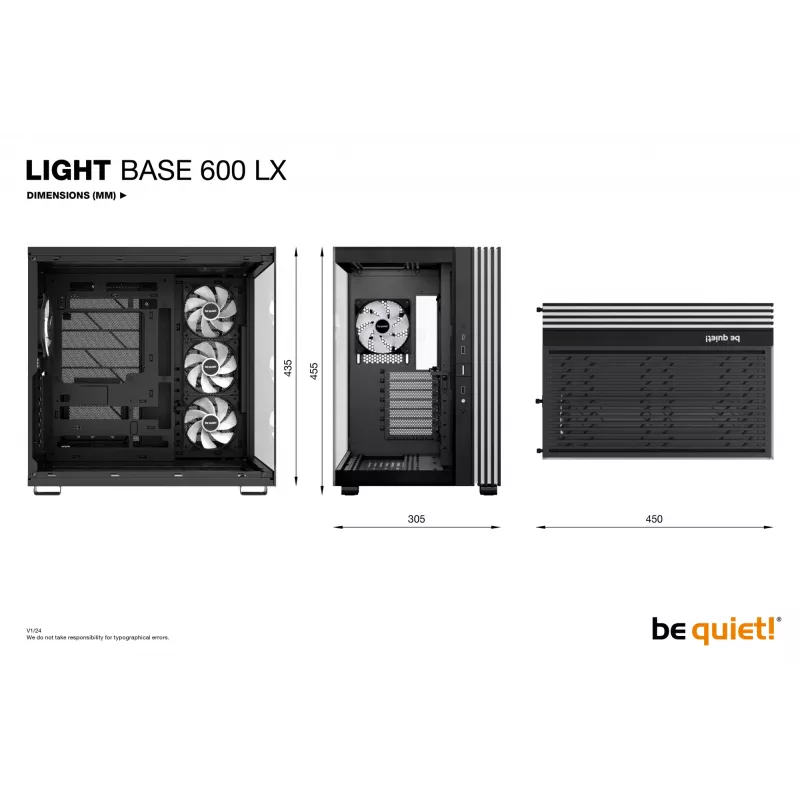 PC korpusas be quiet! LIGHT BASE 600 LX Midi Tower juodas