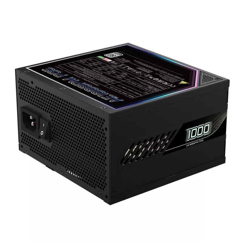 GIGABYTE AORUS ELITE P1000W ICE maitinimo blokas - PCIe 5.0, 80 PLUS Platinum, visiškai modulinis, 120 mm ventiliatorius, ATX 3.0, EU kištukas
