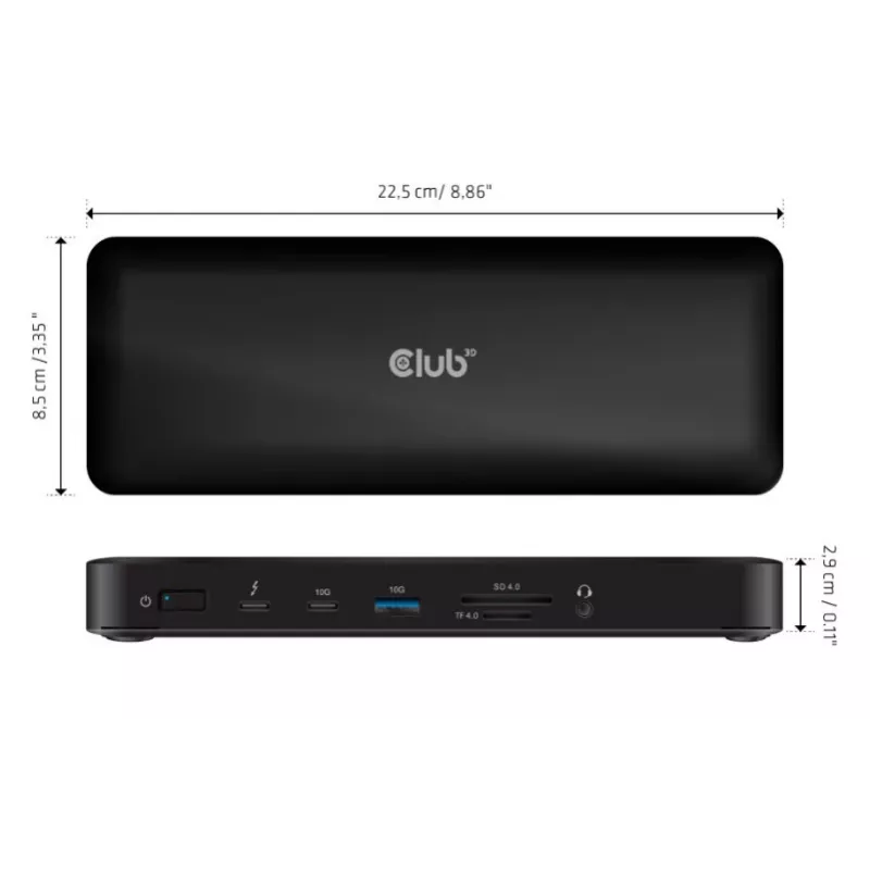 CLUB3D CSV-1583 Thunderbolt 4 dokstotelė / prievadų replikatorius, 16-in-1, juoda