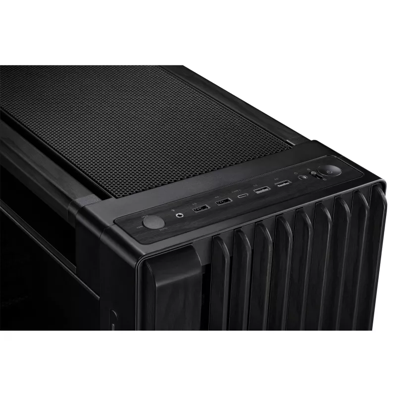 PC korpusas ASUS ProArt PA602 Wood Edition Midi Tower Juodas – Medis, ATX/EATX, Grūdintas stiklas, 4×3,5 colio / 8×2,5 colio, GPU iki 450 mm