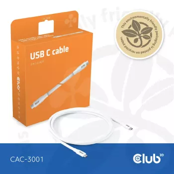USB-C laidas CLUB3D CAC-3001 2m USB4 Gen 3x2 baltas