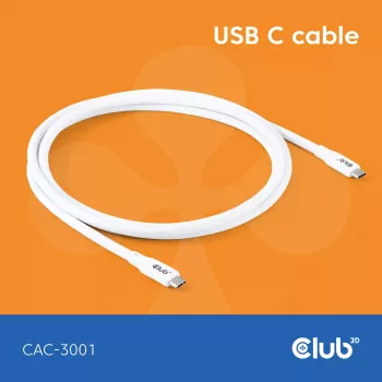 USB-C laidas CLUB3D CAC-3001 2m USB4 Gen 3x2 baltas