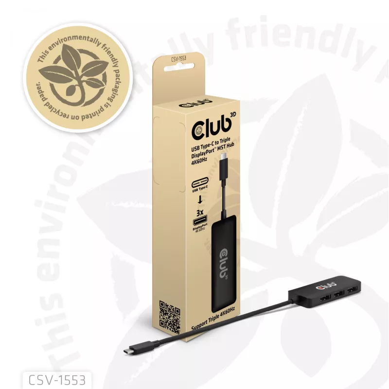 CLUB3D USB-C® į tris DisplayPort™ 4K60Hz