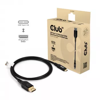 USB Type-C į DisplayPort 2.1 laidas, club 3d CAC-1559, abipusis, VESA DP80 sertifikuotas, 1 m