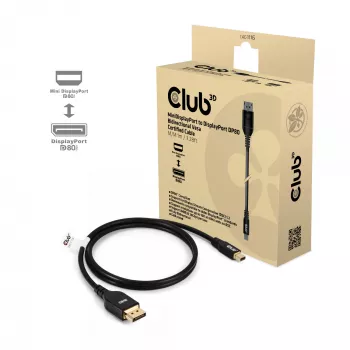 CLUB3D Mini DisplayPort™ į DisplayPort™ dvikryptis VESA DP80 sertifikuotas laidas M/M 1m/3.28ft
