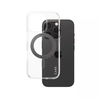 PanzerGlass CARE™ by ® Dėklas Skaidrus su Juodu Atraminiu Stoveliu ir MagSafe iPhone 16 Pro