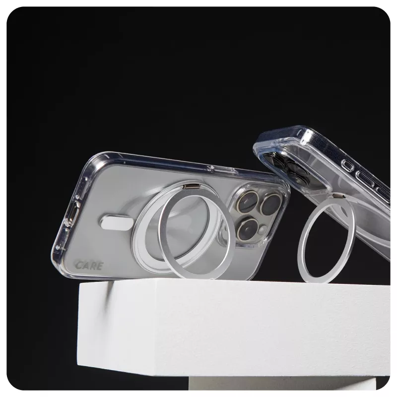 PanzerGlass CARE™ by ® Dėklas Skaidrus su Sidabriniu Stoveliu ir MagSafe, iPhone 16 Pro Max