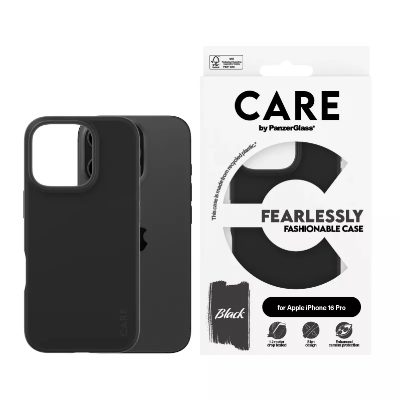 PanzerGlass CARE™ by ® Case Black iPhone 16 Pro, Dėklas, Apple, Apple – iPhone 16 Pro, Juoda