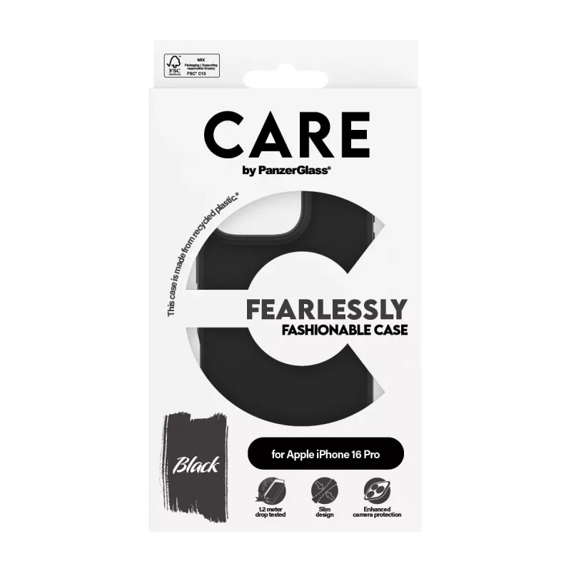 PanzerGlass CARE™ by ® Case Black iPhone 16 Pro, Dėklas, Apple, Apple – iPhone 16 Pro, Juoda