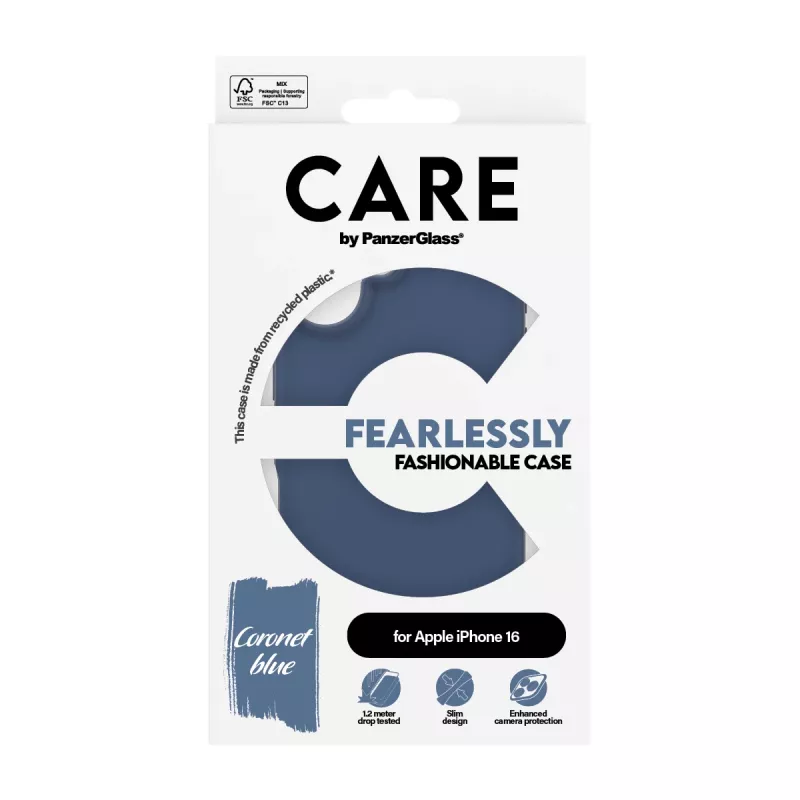 PanzerGlass CARE by Fashionable Case Blue apsauginis dėklas iPhone 16