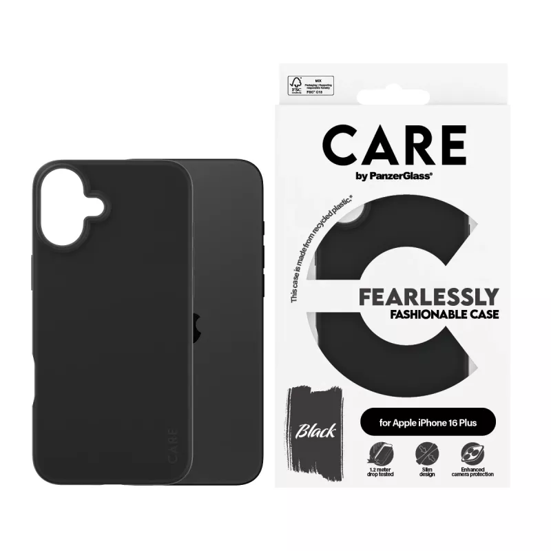PanzerGlass CARE™ by ® Case Black iPhone 16 Plus, Dėklas, Apple, Apple - iPhone 16 Plus, Juoda