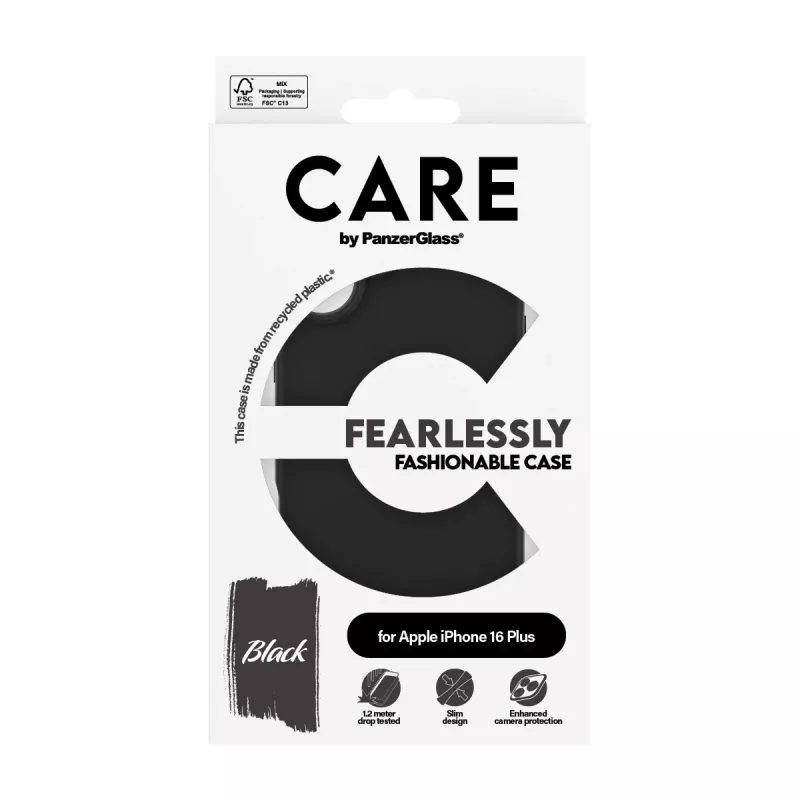 PanzerGlass CARE™ by ® Case Black iPhone 16 Plus, Dėklas, Apple, Apple - iPhone 16 Plus, Juoda