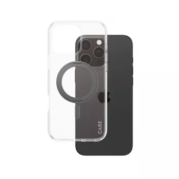 PanzerGlass CARE™ by ® Dėklas Skaidrus su Juodu Atraminiu Stovu ir MagSafe iPhone 16 Pro Max