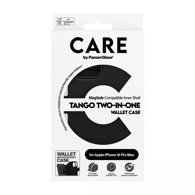 PanzerGlass CARE™ by ® Tango 2-in-1 Dėklas su Pinigine ir MagSafe, iPhone 16 Pro Max